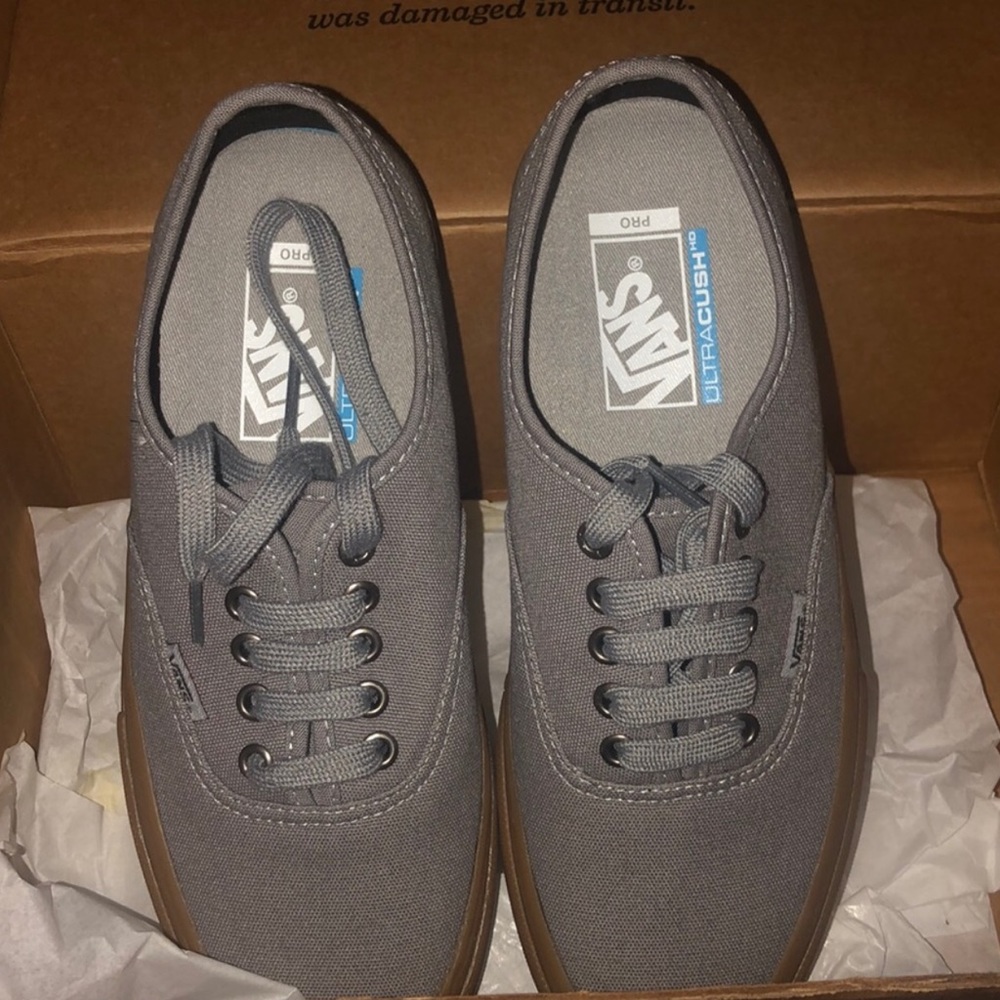 Grey with Gum Soles Vans NWOT